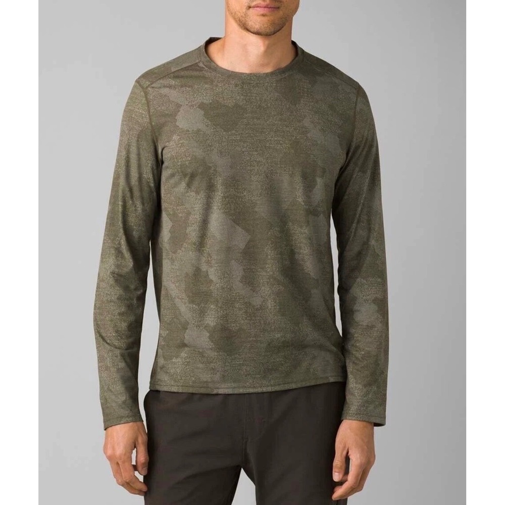 PrAna Mens Camo Long Sleeve Athletic Shirt XXL Breathe Top Performance‎ Comfort